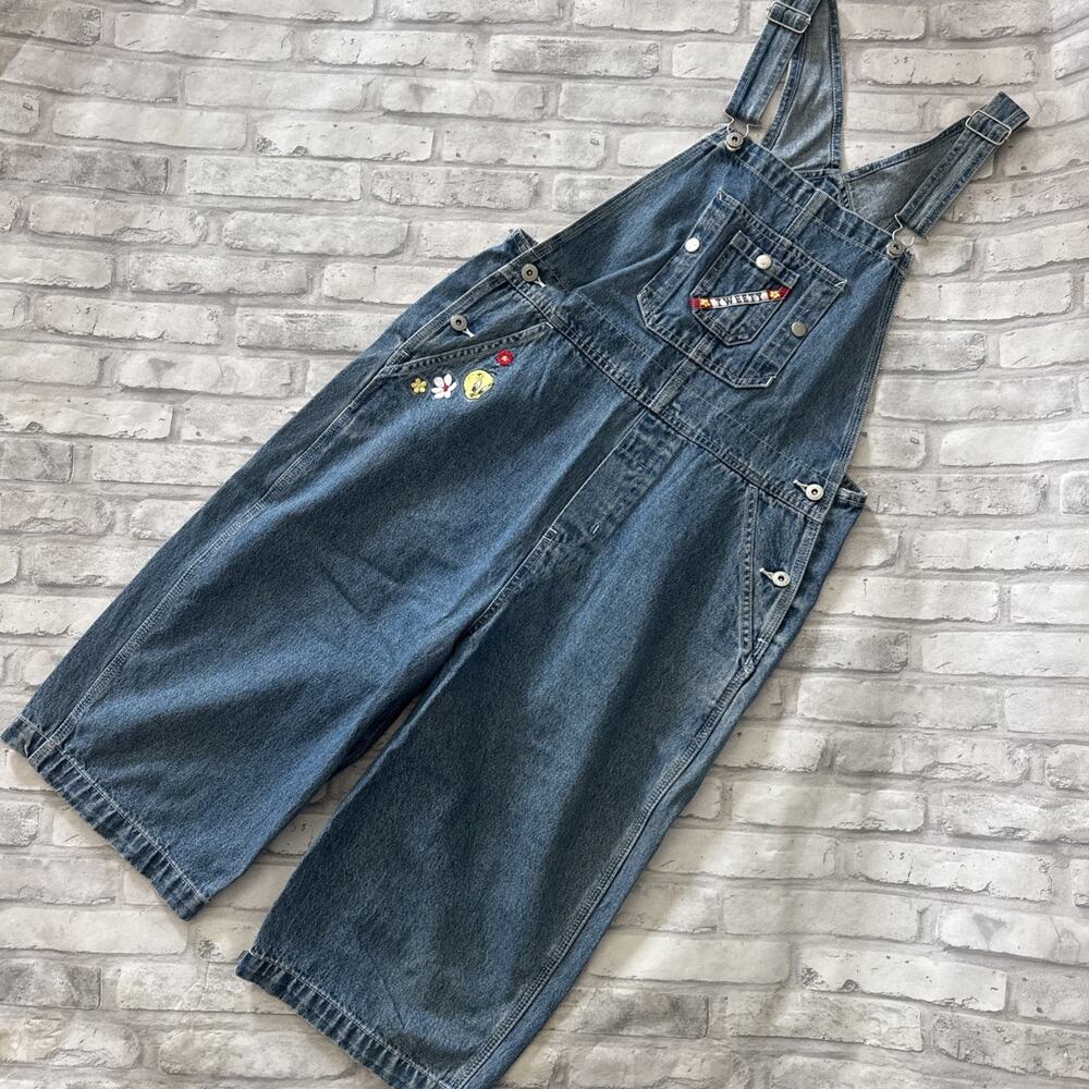 Vintage Looney Tunes Tweety Denim Shortalls Size M